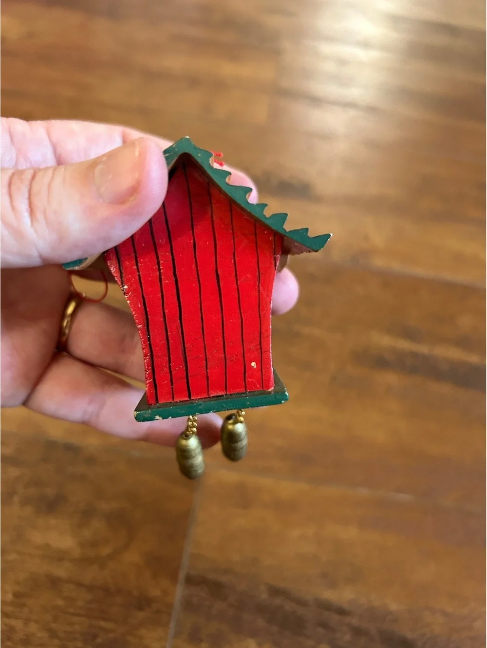 Miniature Wooden Cuckoo Clock Ornament with Blue Bird